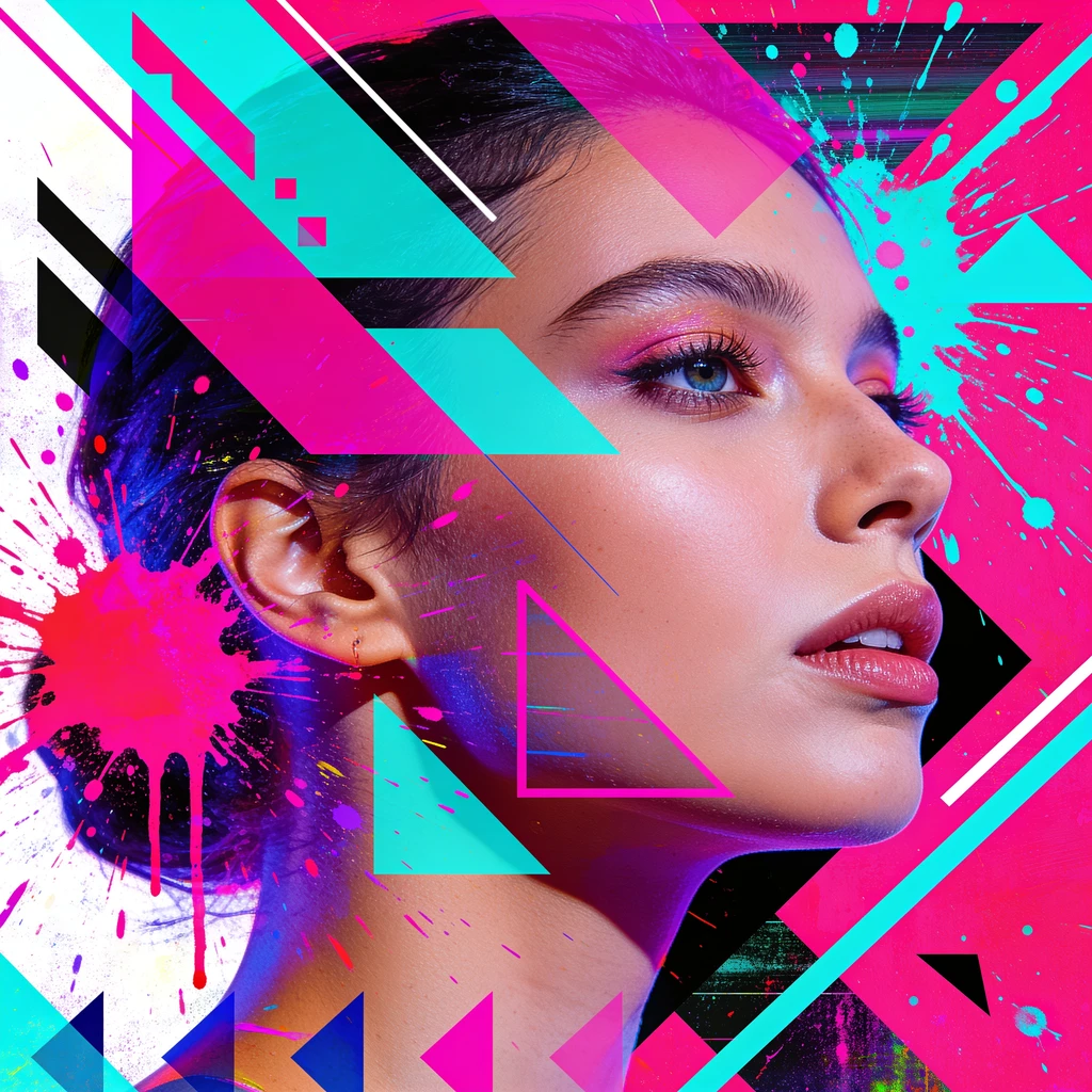 AI generated hyper-saturated digital art collage