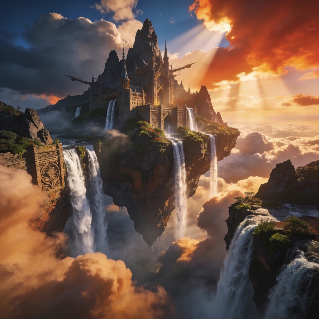AI generated fantasy castle on a floating island